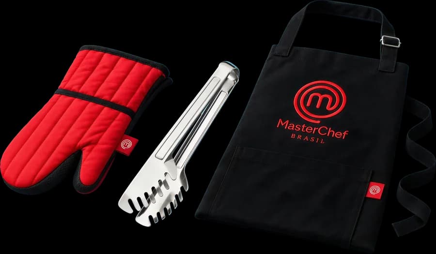 Kit MasterChef: avental, luva e pegador de massa